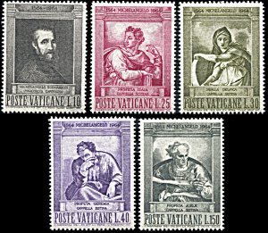 Vatican City 387-391, MNH, Sistine Chapel Paintings by Michelangelo