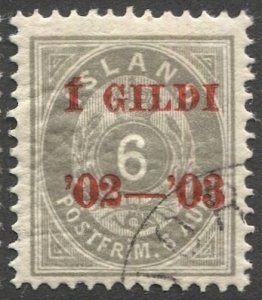 ICELAND 1902  Sc 46  6a Used Red Overprint VF