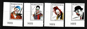 Gibraltar-Sc#901-4-unused NH set-Europa-Famous Clowns-2002-