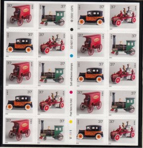 2002 Christmas Toys Sc 3645e mint 37c booklet of 20 plate number V1111