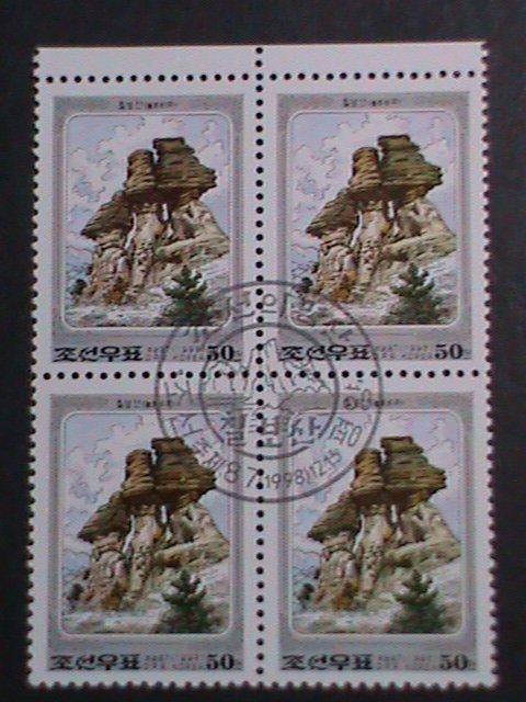 ​KOREA 1998-SC#3816 MT. CHILBO-PEASANT ROCK- FANCY CANCEL-BLOCK VF OG CTO-