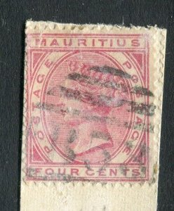 MAURITIUS; 1885 early classic QV Crown CA issue used 4c. value