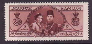 Egypt-Sc#223- id9-unused og NH set-Royal Wedding-King Farouk-1938-