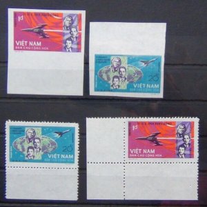 North Vietnam 1965 Three Manned Space Flight Perf & Imperf sets No gum