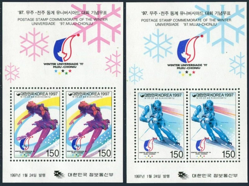 Korea South 1895a-1896a,MNH. Winter Universiade-1997.Skier,Ice skater.