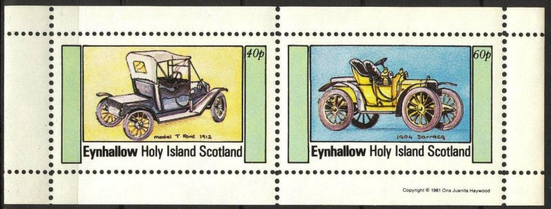 {E126} Eynhallow Scotland Classic Cars (2) Sh.2 MNH Cinderella !!