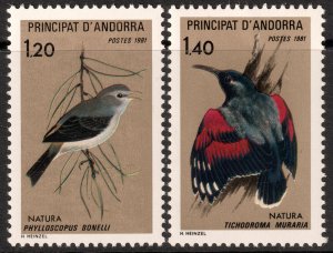 Andorra (French) #288-289  MNH - Birds (1981)