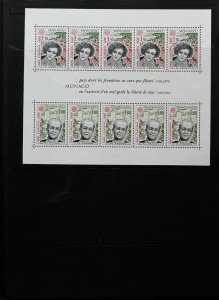 Monaco Mint NH Stamp Collection In Stock Book 1980's