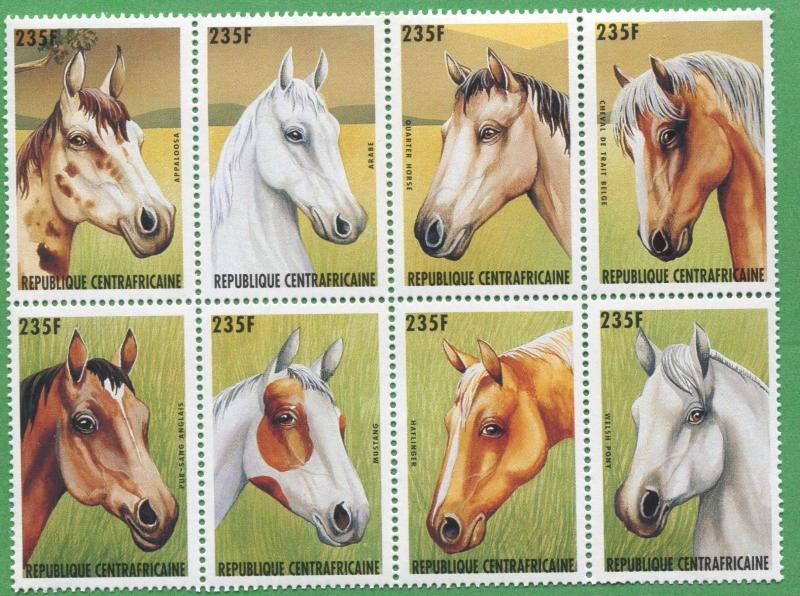 1996 Central African Republic Stamp 1137 Horse Breeds of the World Equestrian