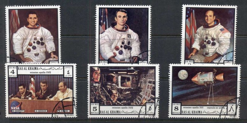 Ras Al Khaima 1972 Mi#840-845 Apollo 17 CTO