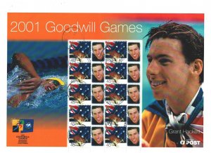 Australia Sc#1832 Used - 2001 Goodwill Games Grant Hackett - Full sheet of 10