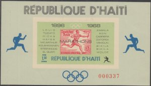 HAITI # Sc# 616Q MNH SOUVENIR SHEET FOR OLYMPIC GERMAN MARATHON WINNERS