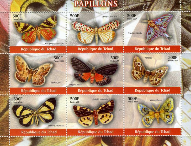 Chad 2004 BUTTERFLIES Sheet Perforated Mint (NH)