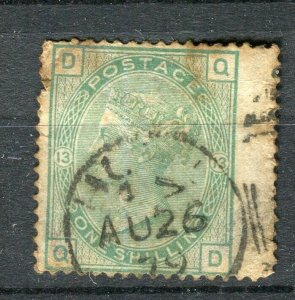 BRITAIN; 1860s early classic QV issue used 1s. plate 13 wing margin