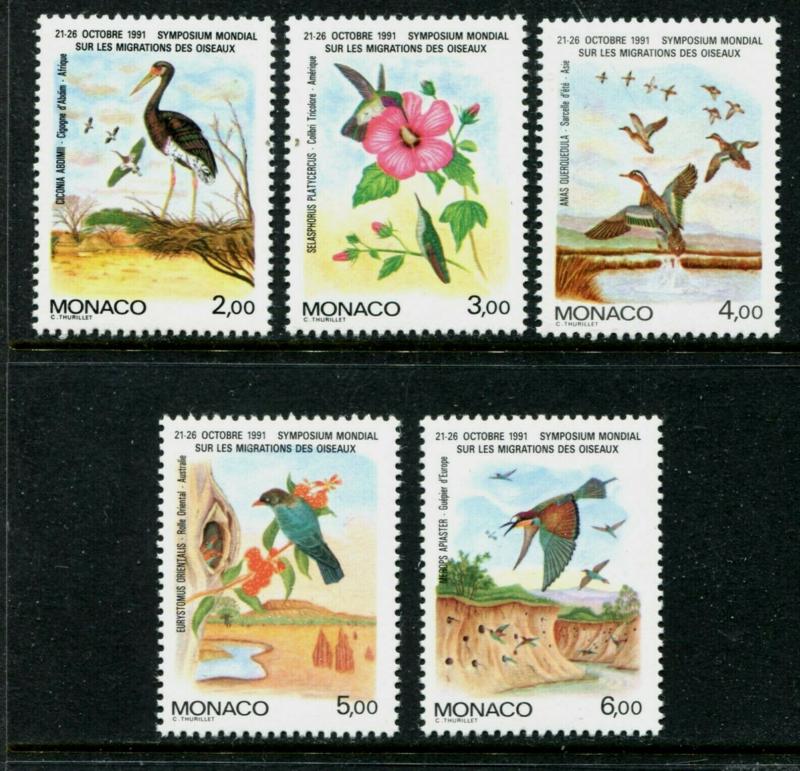 Monaco 1744-1748, MNH, 1991 Birds,  x31778