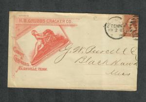 US Sc#210 Nashville Tenn Adv Cover Grubbs Cracker Company