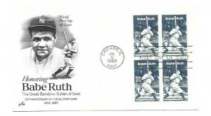 2046 Babe Ruth ArtCraft block iof 4 FDC