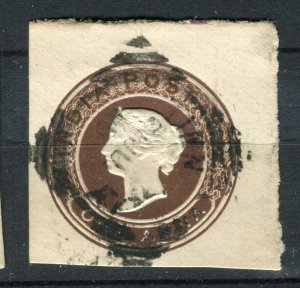 INDIA; 1890s 1a. classic QV Postal Stationary fine used PIECE,