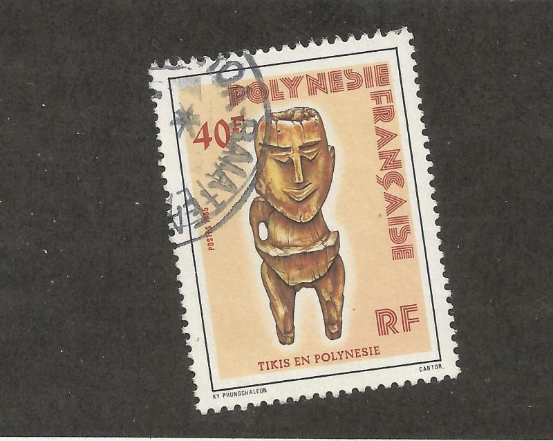 FRENCH POLYNESIA, 410, TIKI CARVING, USED, 1985