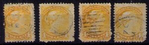 4 Ea Canada Sc#35 Used Ottawa/Montreal Org Yellow Minor Faults F-VF