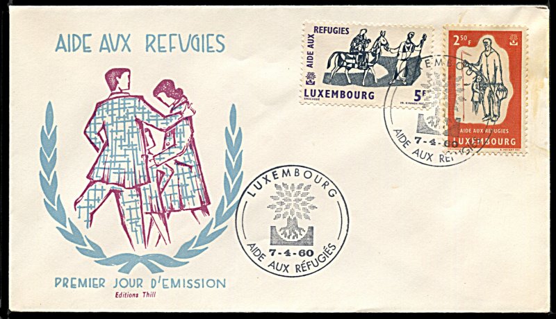 Luxembourg 357-358, FDC, World Refugee Year