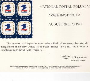 SC23 Natl. Postal Forum VI, Aug 28, 1972 Washington, DC Block of 4 #1396 Images