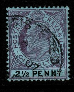 GIBRALTAR SG59 1907 2½d PURPLE & BLACK/BLUE FINE USED