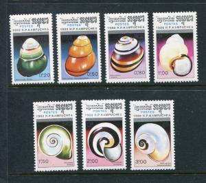 Cambodia 884-890, MNH Marine Life, Shells 1988. x29363