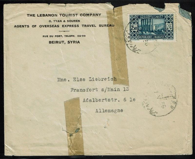 Lebanon 1936 Cover to Germany - Lot 091317