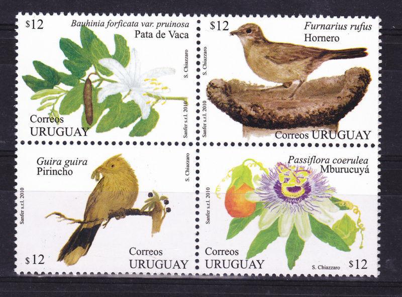 Bird native tree fruits & flower Passiflora medicinal Uruguay MNH stamp Sc#2306