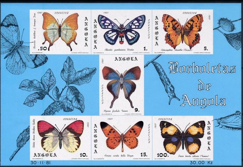 [65639] Angola 1982 Butterflies Souvenir Sheet MLH