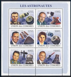 Comoro Islands - 2009 s/s of 6 Astronauts #1049 cv $ 12.50 Lot # 57