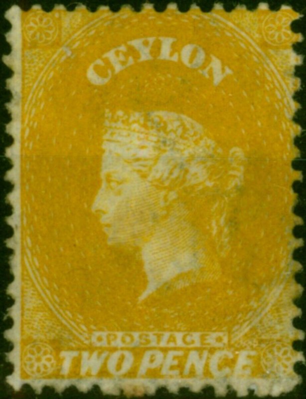 Ceylon 1867 2d Ochre SG64ax Wmk Reversed Fine & Fresh MM (2)