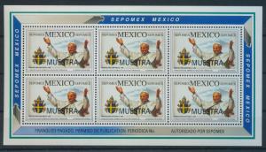 Mexico Not Scott Listed 1992 POPE John Paul Unissued Specimen  souvenir sheet