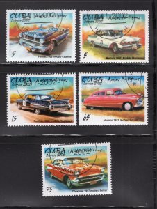 Cuba 2002 Short Set of 5 Classic Cars, Scott 4250-4254 CTO