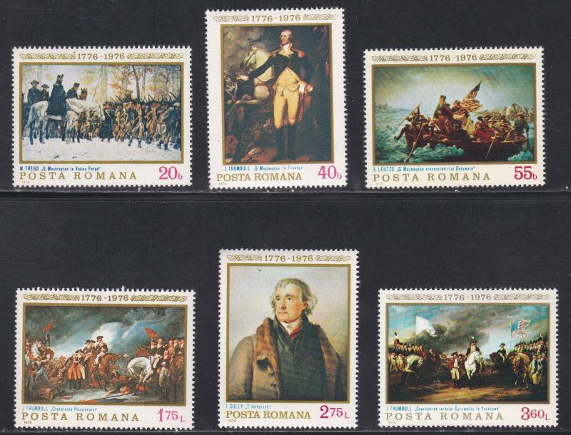 Romania # 2603-2608, American Revolution Bicentennial, Hinged, 1/3 Cat.