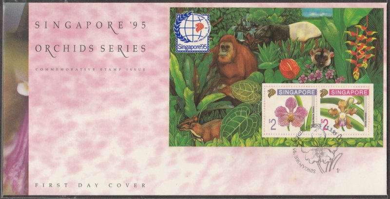 1995 Singapore '95 Orchids Series (5th Issue) MS FDC SG#MS797