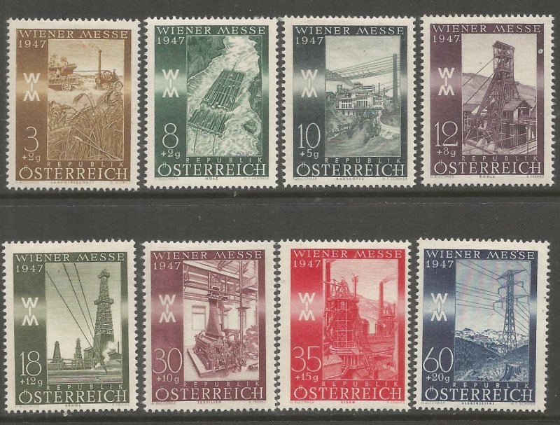 AUSTRIA  B199-B206  HINGED,  VIENNA INTERNATIONAL SAMPLE FAIR, 1947