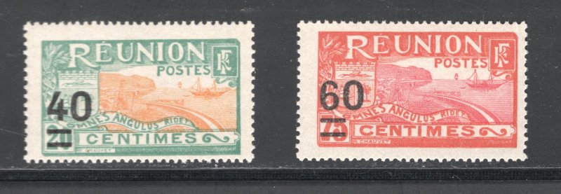 Reunion  #108, 111  VF, Unused,  Lightly Hinged, Surcharged in Black ... 5260028