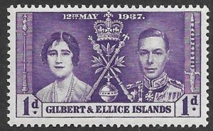 Gilbert & Ellice # 37 George VI Coronation  1d.  (1) LH Unused