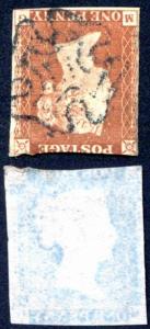 1841 Penny Red (MG) Plate 25 Wmk Inv with Blue Black MX Cat 350 pounds