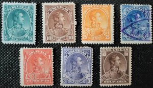 Venezuela, 1882-88, Simon Bolivar, set of 7, #79-85, mostly MH, SCV$2.75