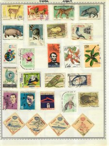 Cuba Stamp Collection On Album Pages Mixed Condition Lot