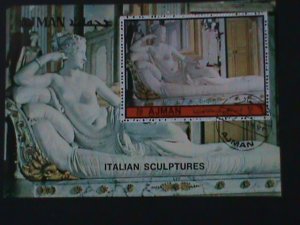 ​AJMAN-1972 FAMOUS ITALIAN NUDE ARTS SCULPTURES-CTO S/S VF LAST ONE