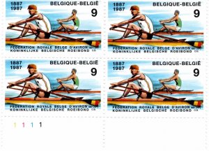 Belgium 1987 Sc 1276 MNH Block of 4 100 Years Royal Rowing Federation Sports