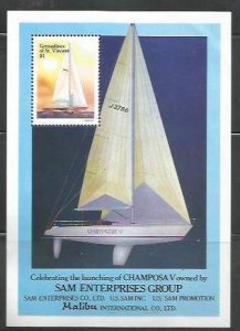 ST. VINCENT GRENADINES - Champosa V Launch - Perf Souv Sheet - Mint Never Hinged