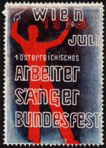 1934 Austria Poster Stamp 1st Federal Austrian Workers Singer Festival Vienna