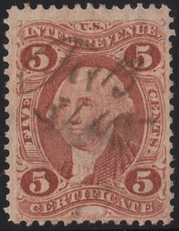 R24c 5¢ Revenue: Certificate (1862) Used