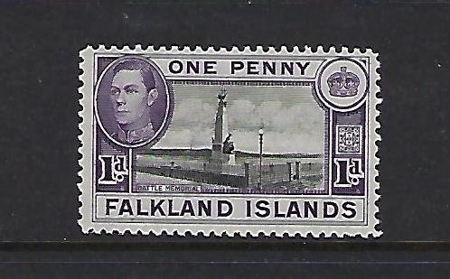 FALKLAND IS. SCOTT #85B 1936-46 GEORGE VI 1P (VIOLET/BLACK) - MINT LIGHT  HINGED