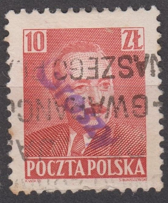 Poland 1950 Groszy overprint on Scott #479 Used